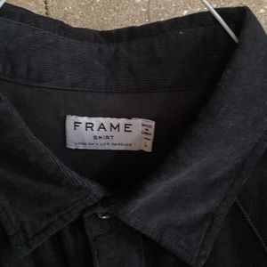 Frame brand cotton cord long sleeved shirt. Navy in color.